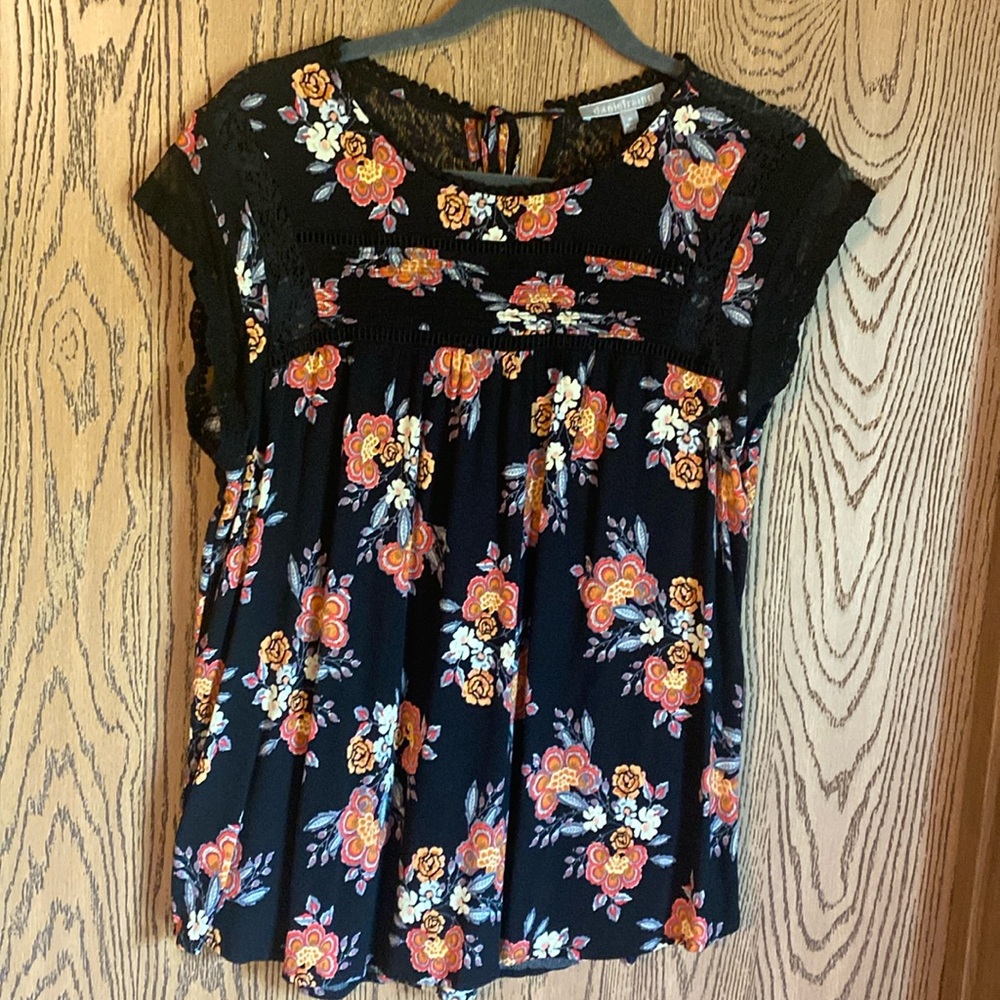 Black Patterned Boho Top